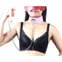 Cute Color Metal Collar Slave Collars with Steel Chain Leash Sex Neck Ring Sm Necklace
